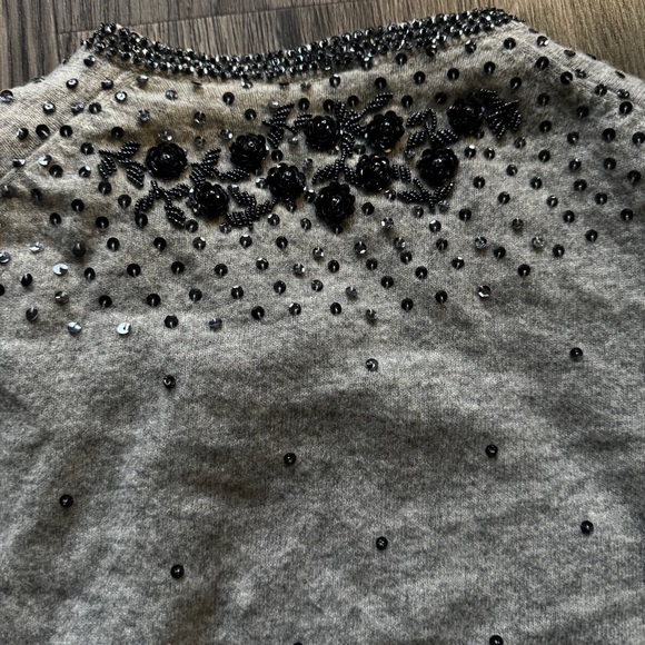 VINTAGE Beautiful Gray Beaded Cardigan - Picture 7 of 7